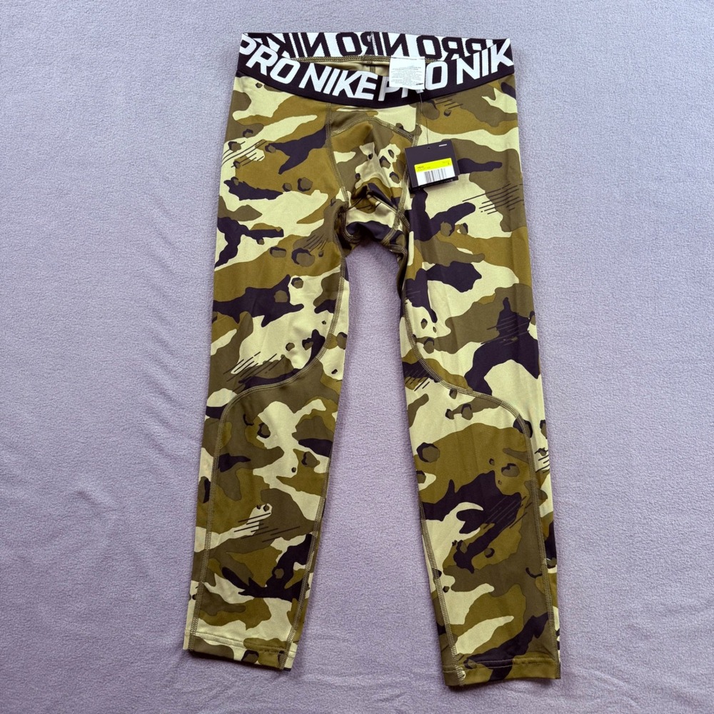 New Nike Pro Dri-FIT 3/4 Camouflage Compression Tights Activewear AQ1197-395 S